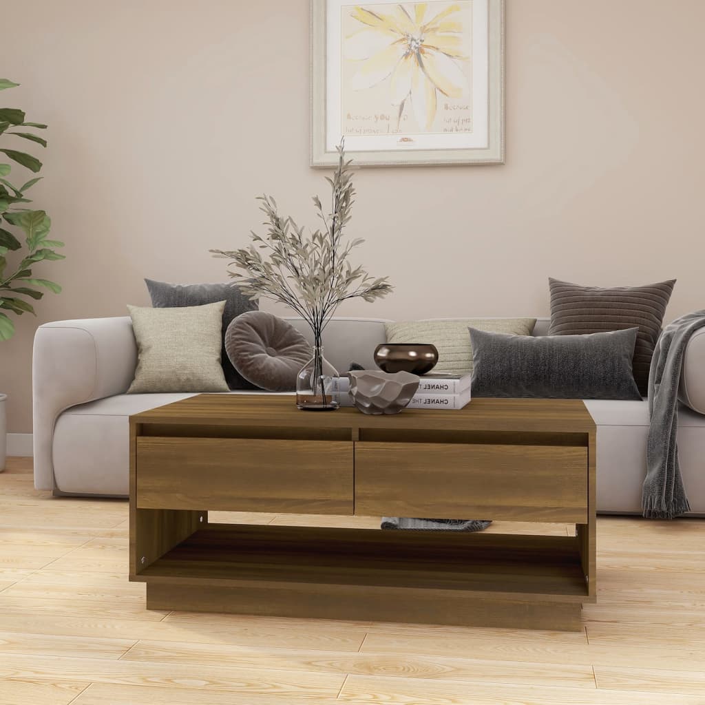 Coffee Table Brown Oak 102.5x55x44 cm Engineered Wood