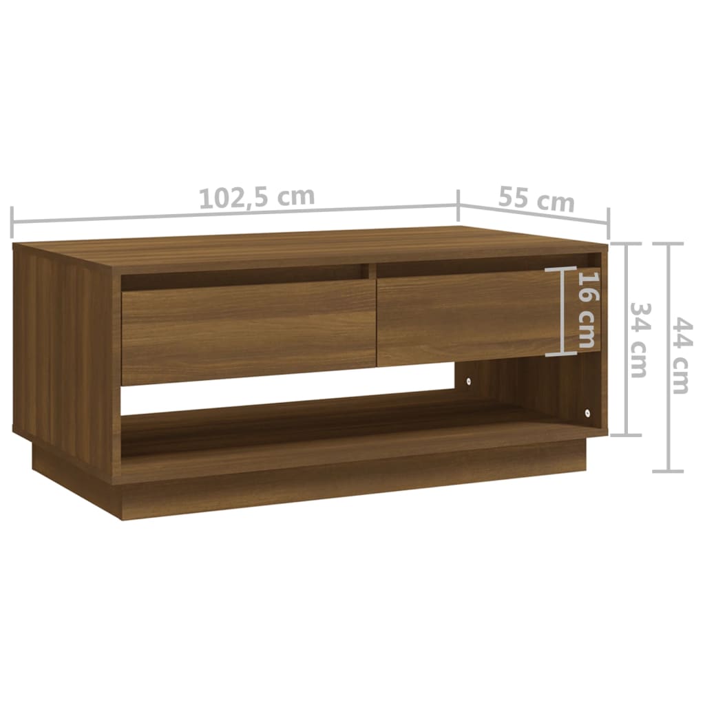 Coffee Table Brown Oak 102.5x55x44 cm Engineered Wood