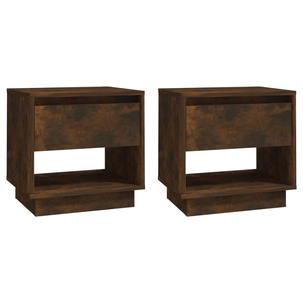 Bedside Cabinets 2 pcs Smoked Oak 45x34x44 cm Engineered Wood