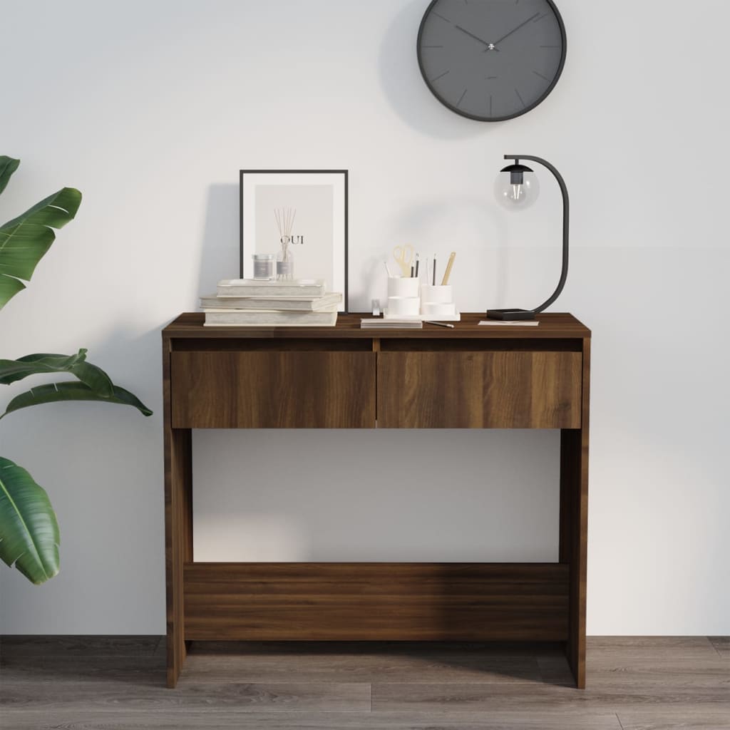 Console Table Brown Oak 89x41x76.5 cm Engineered Wood