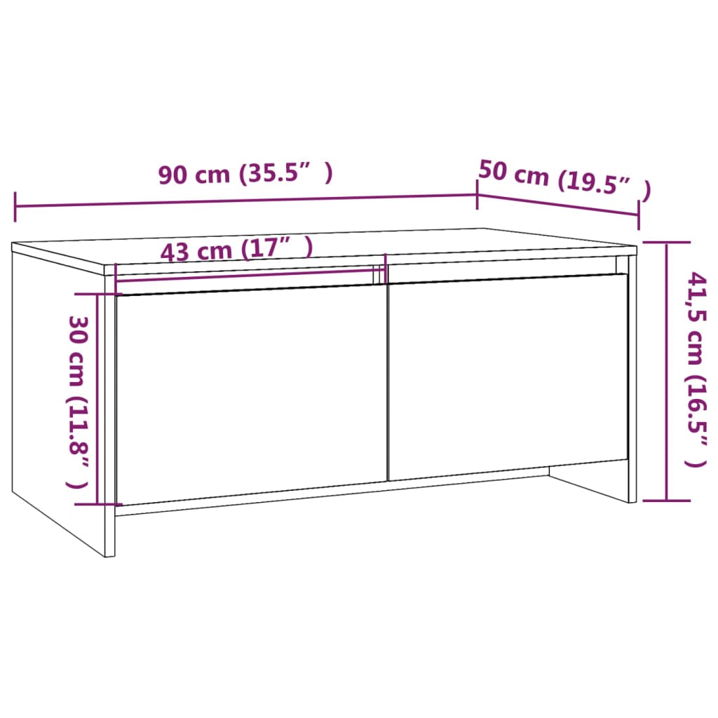 Coffee Table Smoked Oak 90x50x41.5 cm Engineered Wood