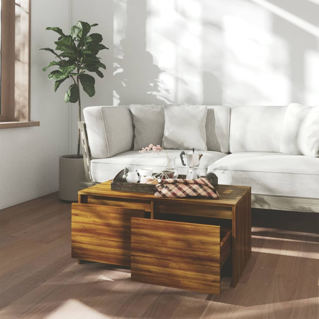 Coffee Table Brown Oak 90x50x41.5 cm Engineered Wood