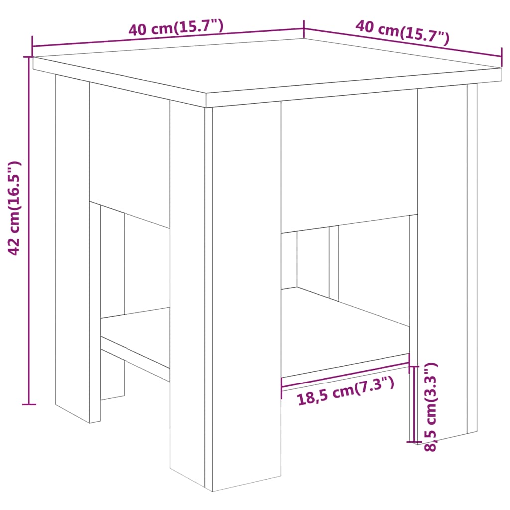 Coffee Table Brown Oak 40x40x42 cm Engineered Wood