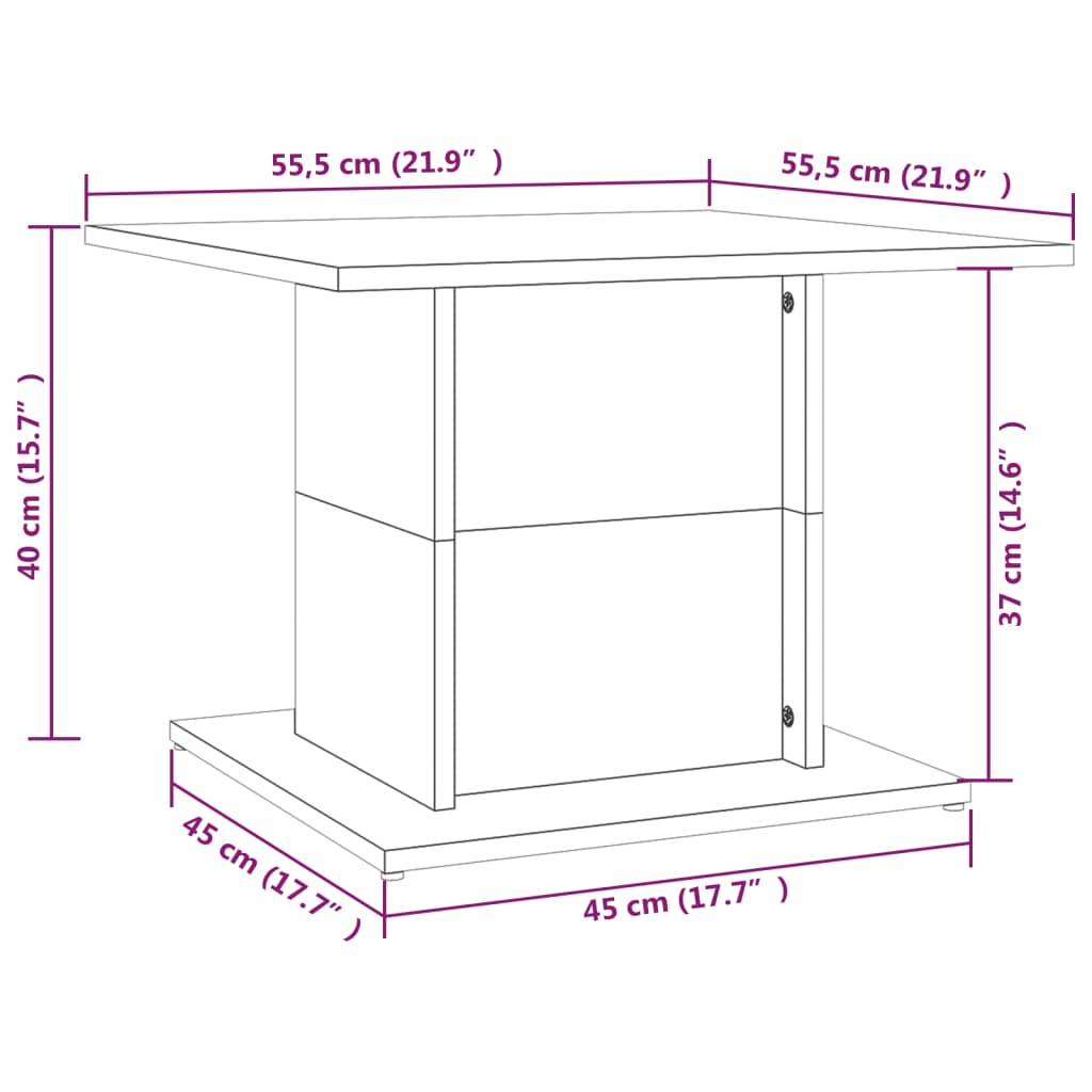 Coffee Table Smoked Oak 55.5x55.5x40 cm Engineered Wood