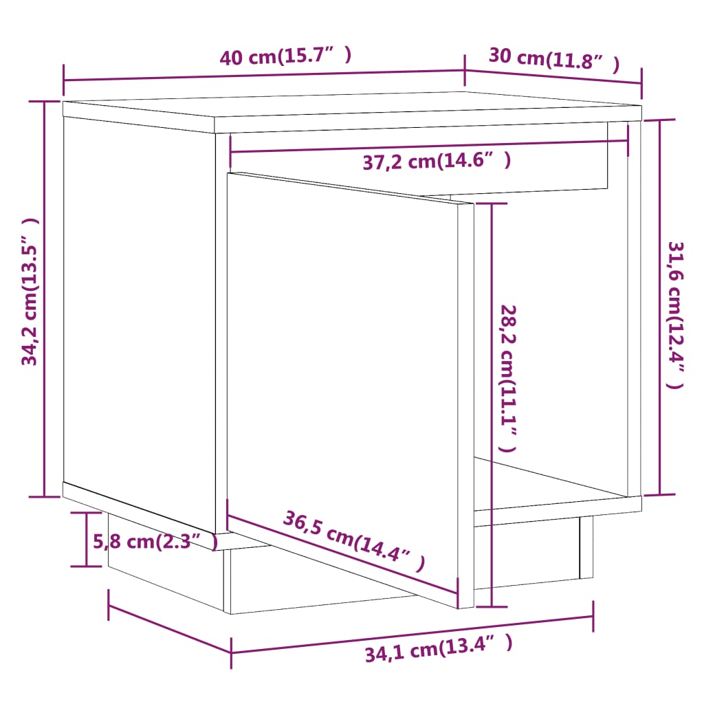 Bedside Cabinet 40x30x40 cm Solid Wood Pine