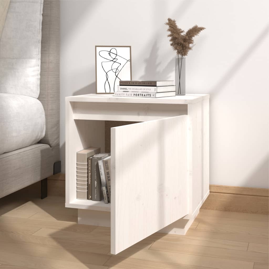 Bedside Cabinet White 40x30x40 cm Solid Wood Pine