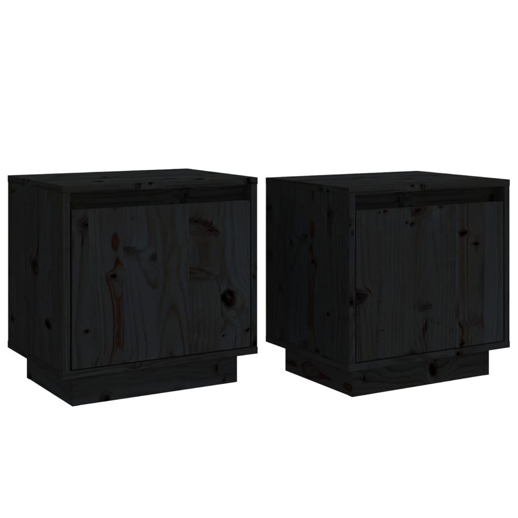 Bedside Cabinets 2 pcs Black 40x30x40 cm Solid Wood Pine