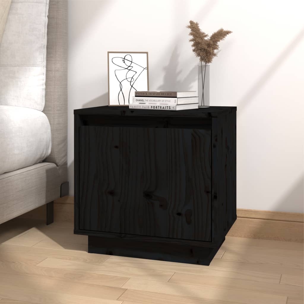 Bedside Cabinets 2 pcs Black 40x30x40 cm Solid Wood Pine