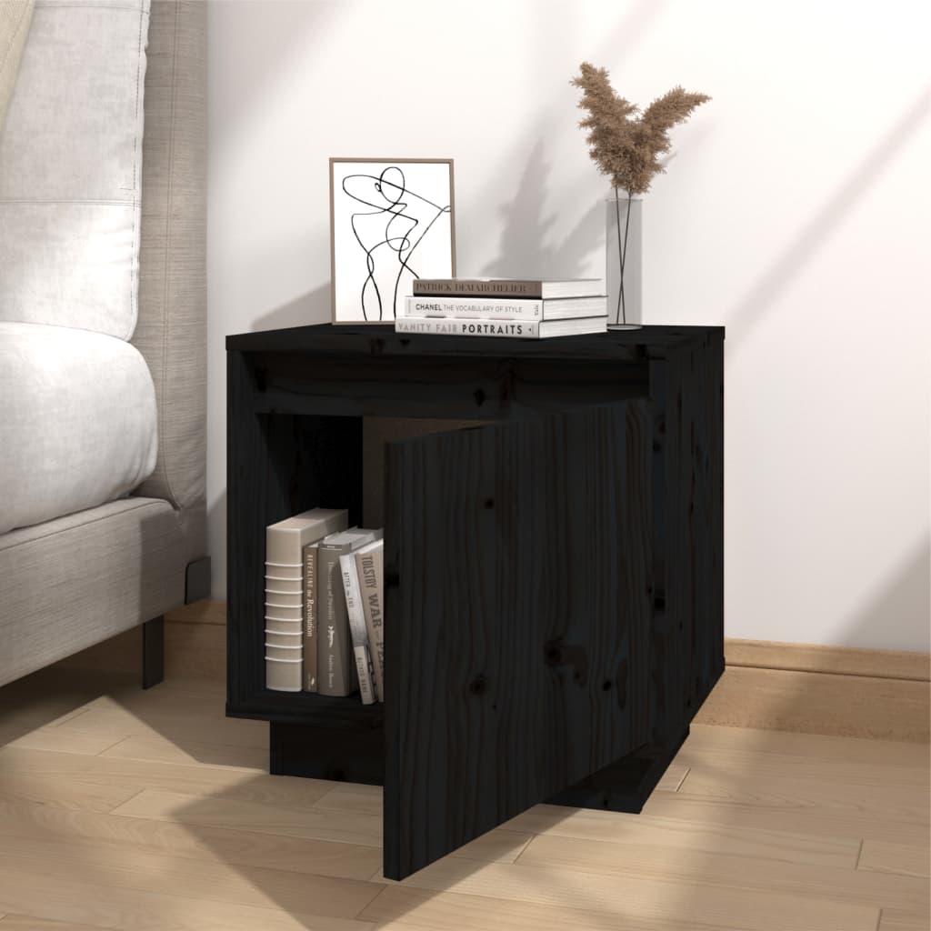 Bedside Cabinets 2 pcs Black 40x30x40 cm Solid Wood Pine