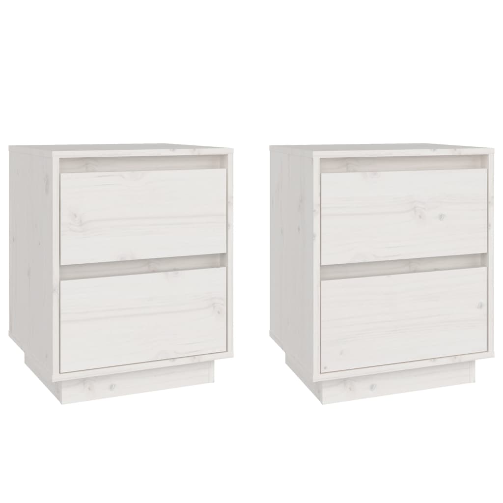 Bedside Cabinets 2 pcs White 40x35x50 cm Solid Wood Pine