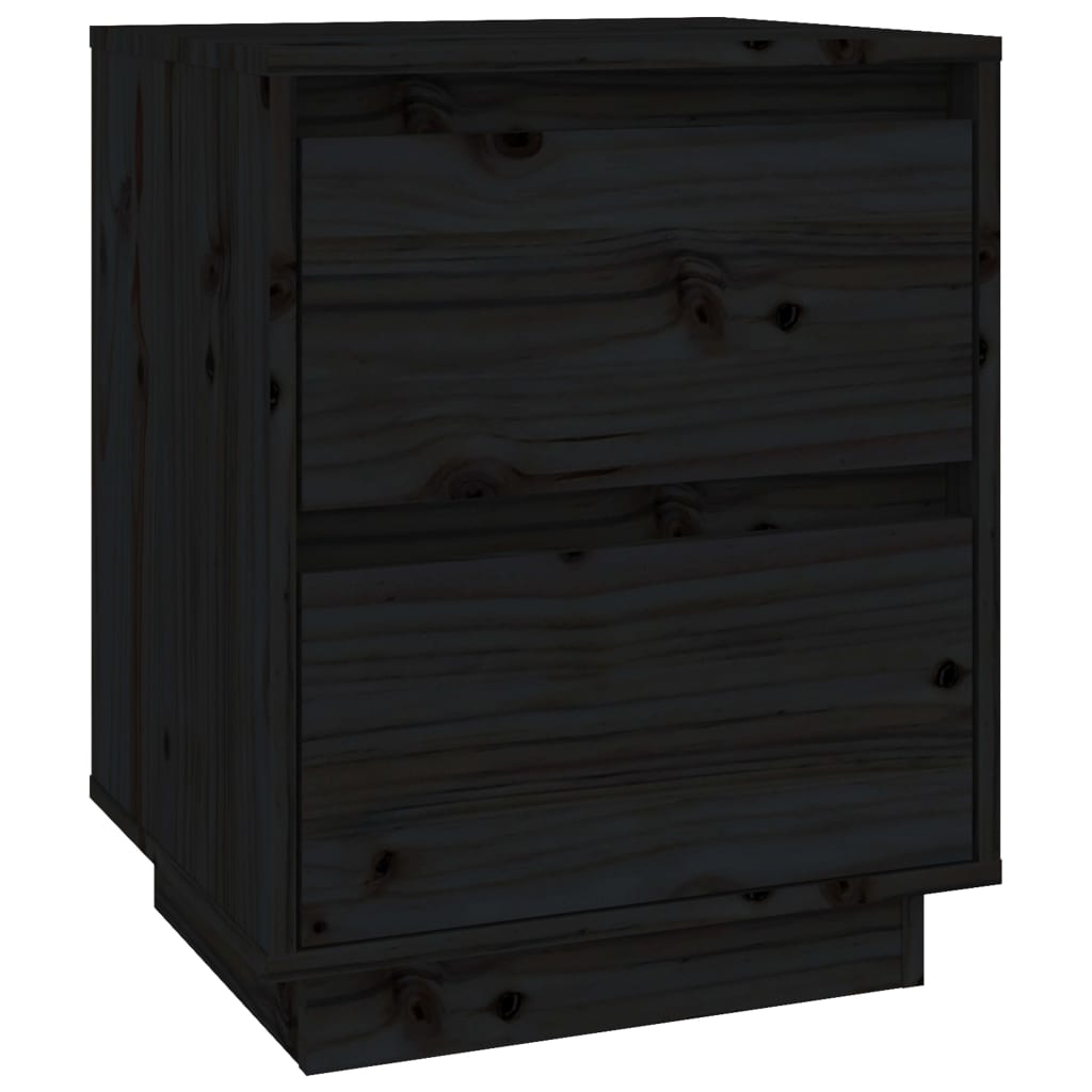 Bedside Cabinets 2 pcs Black 40x35x50 cm Solid Wood Pine