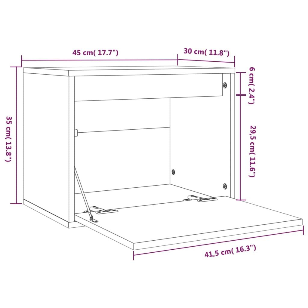 Wall Cabinet 45x30x35 cm Solid Wood Pine