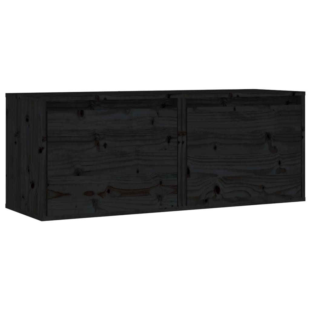 Wall Cabinets 2 pcs Black 45x30x35 cm Solid Wood Pine