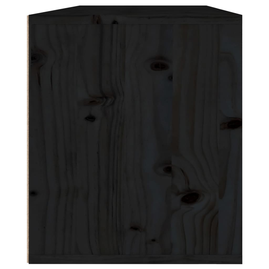 Wall Cabinets 2 pcs Black 45x30x35 cm Solid Wood Pine