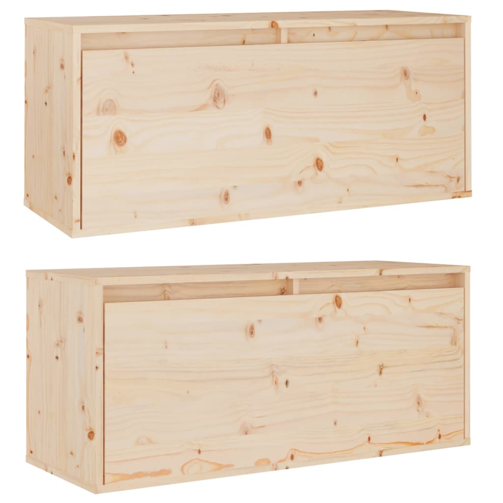 Wall Cabinets 2 pcs 80x30x35 cm Solid Wood Pine