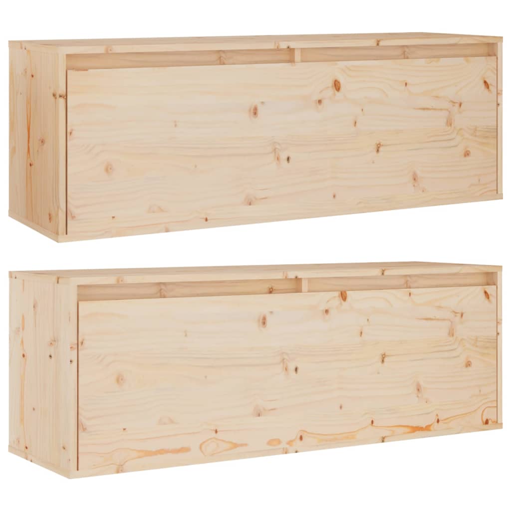 Wall Cabinets 2pcs 100x30x35 cm Solid Wood Pine