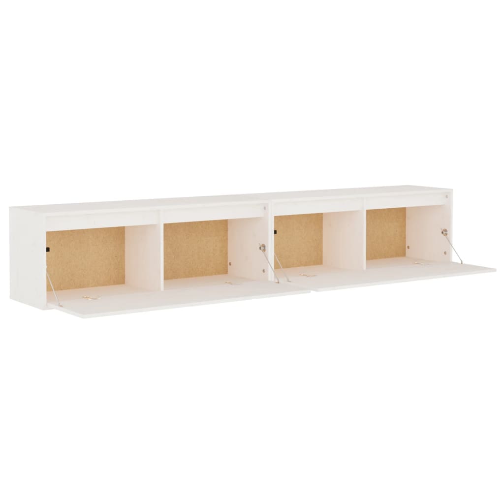 Wall Cabinets 2pcs White 100x30x35 cm Solid Wood Pine