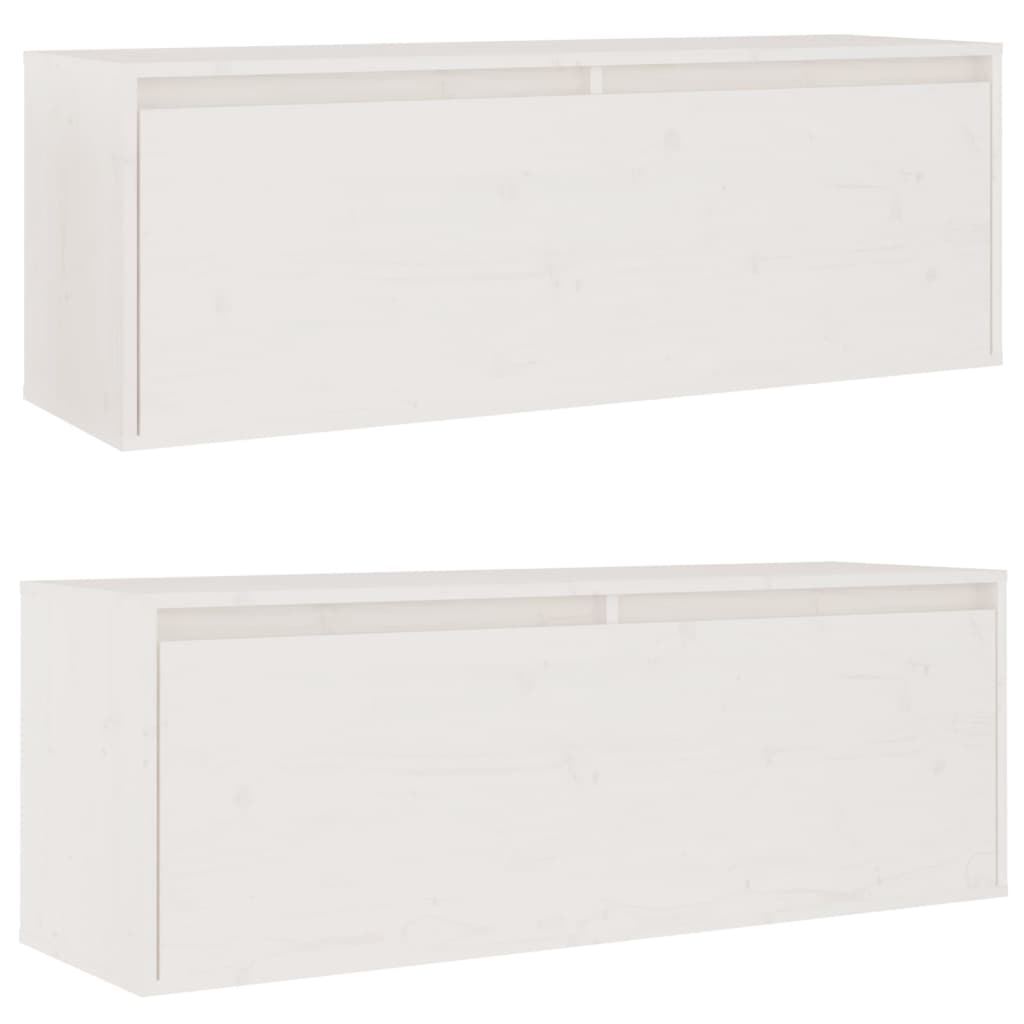 Wall Cabinets 2pcs White 100x30x35 cm Solid Wood Pine