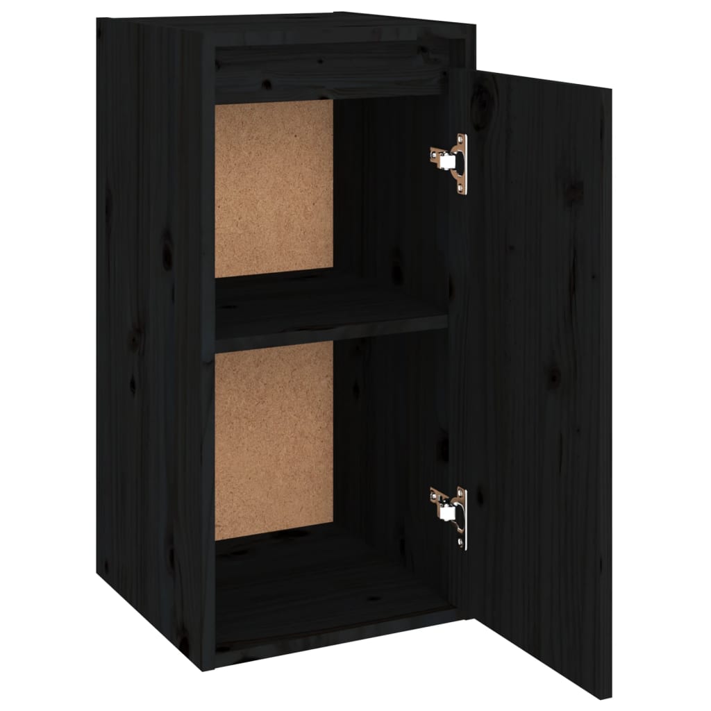 Wall Cabinets 2 pcs Black 30x30x60 cm Solid Wood Pine