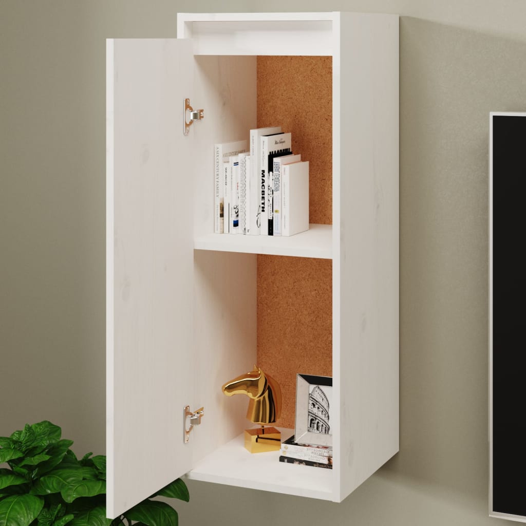 Wall Cabinet White 30x30x80 cm Solid Wood Pine