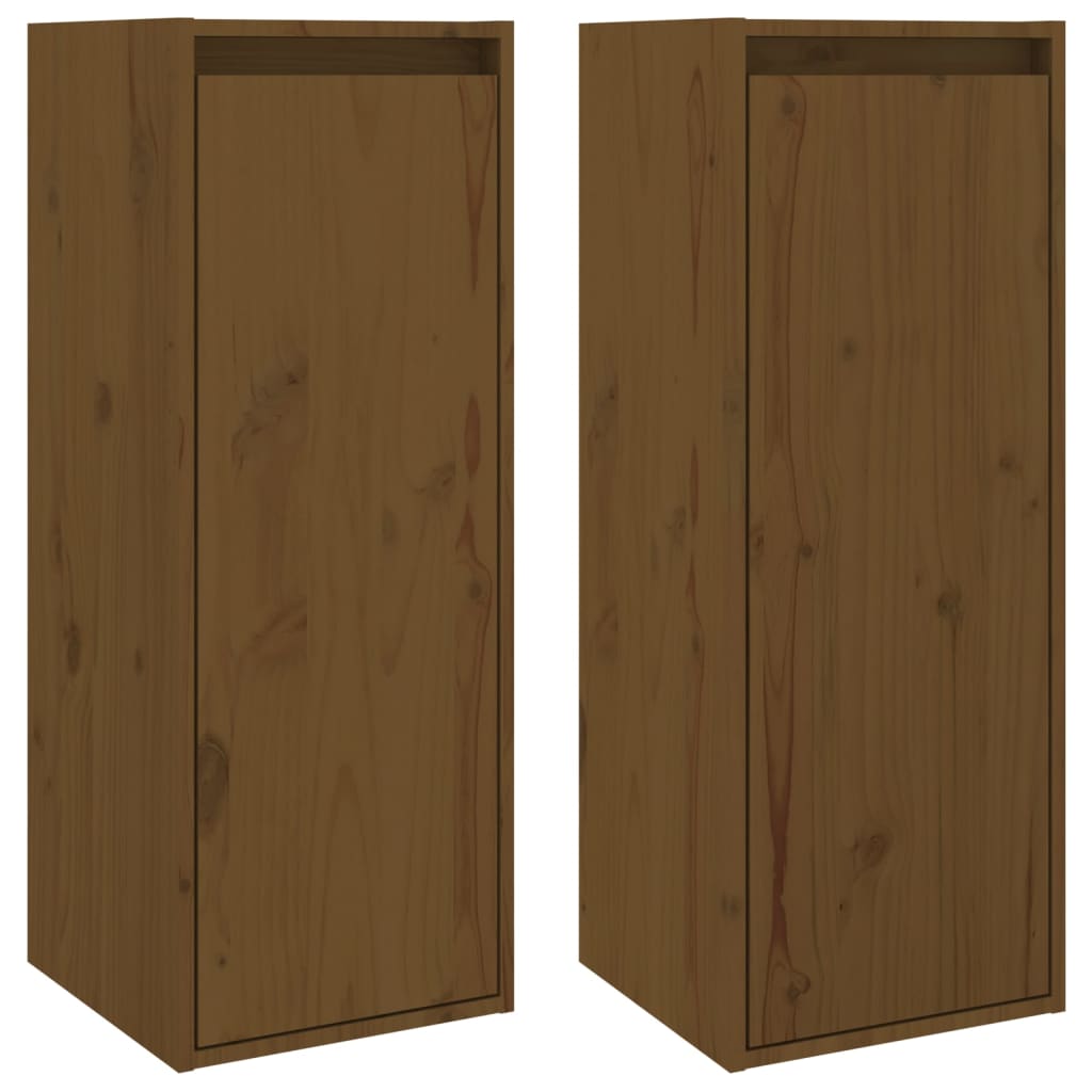 Wall Cabinets 2 pcs Honey Brown 30x30x80 cm Solid Wood Pine