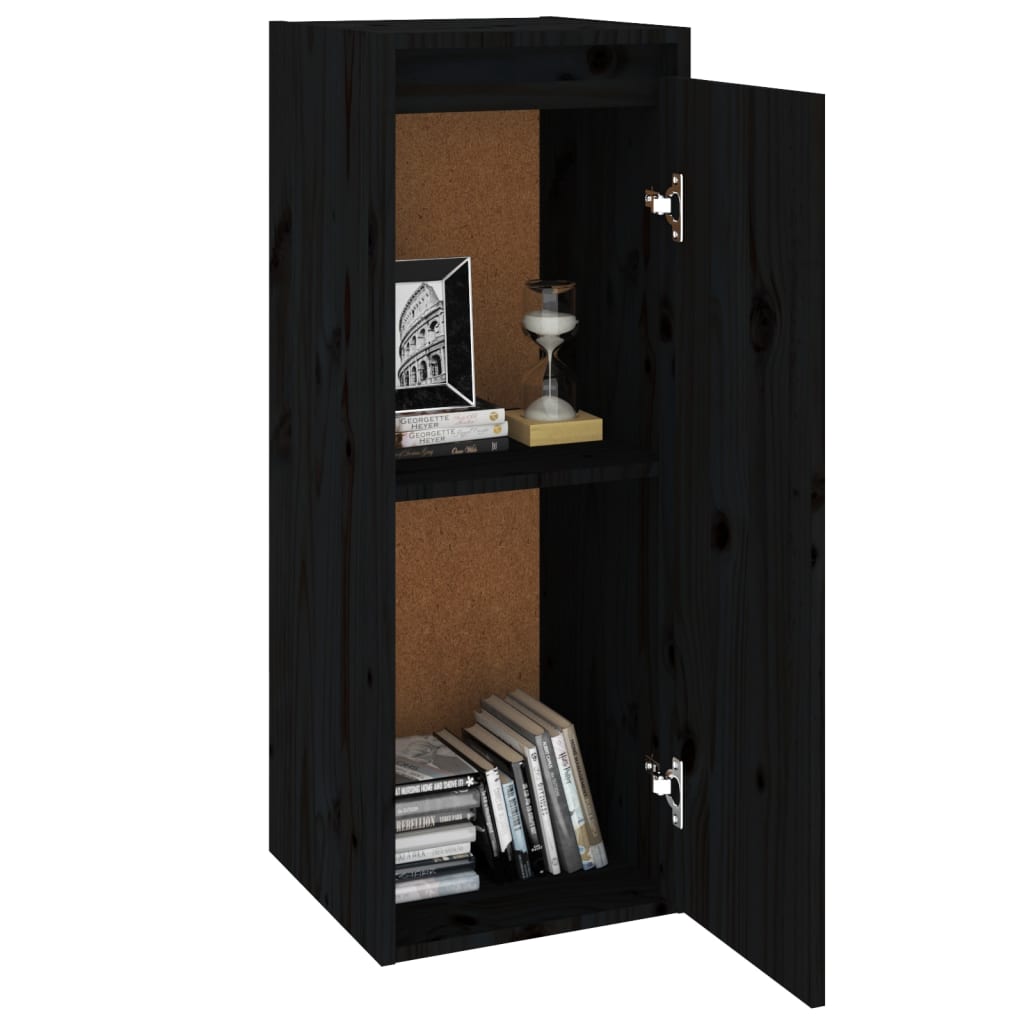 Wall Cabinet Black 30x30x80 cm Solid Wood Pine