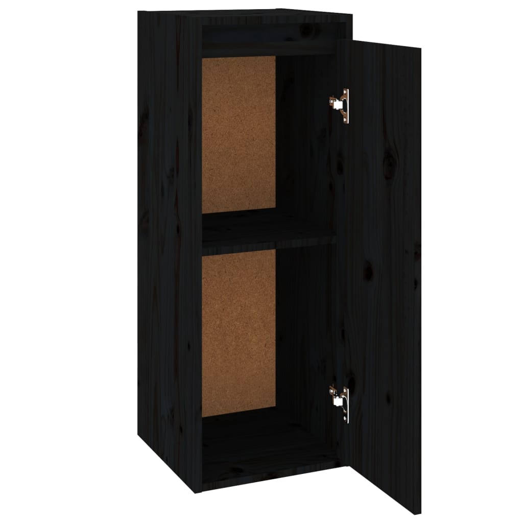 Wall Cabinet Black 30x30x80 cm Solid Wood Pine