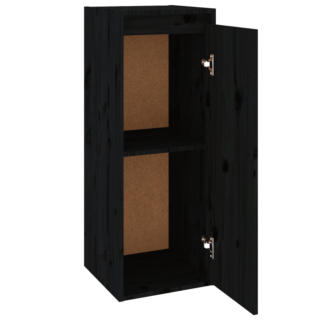 Wall Cabinets 2 pcs Black 30x30x80 cm Solid Wood Pine