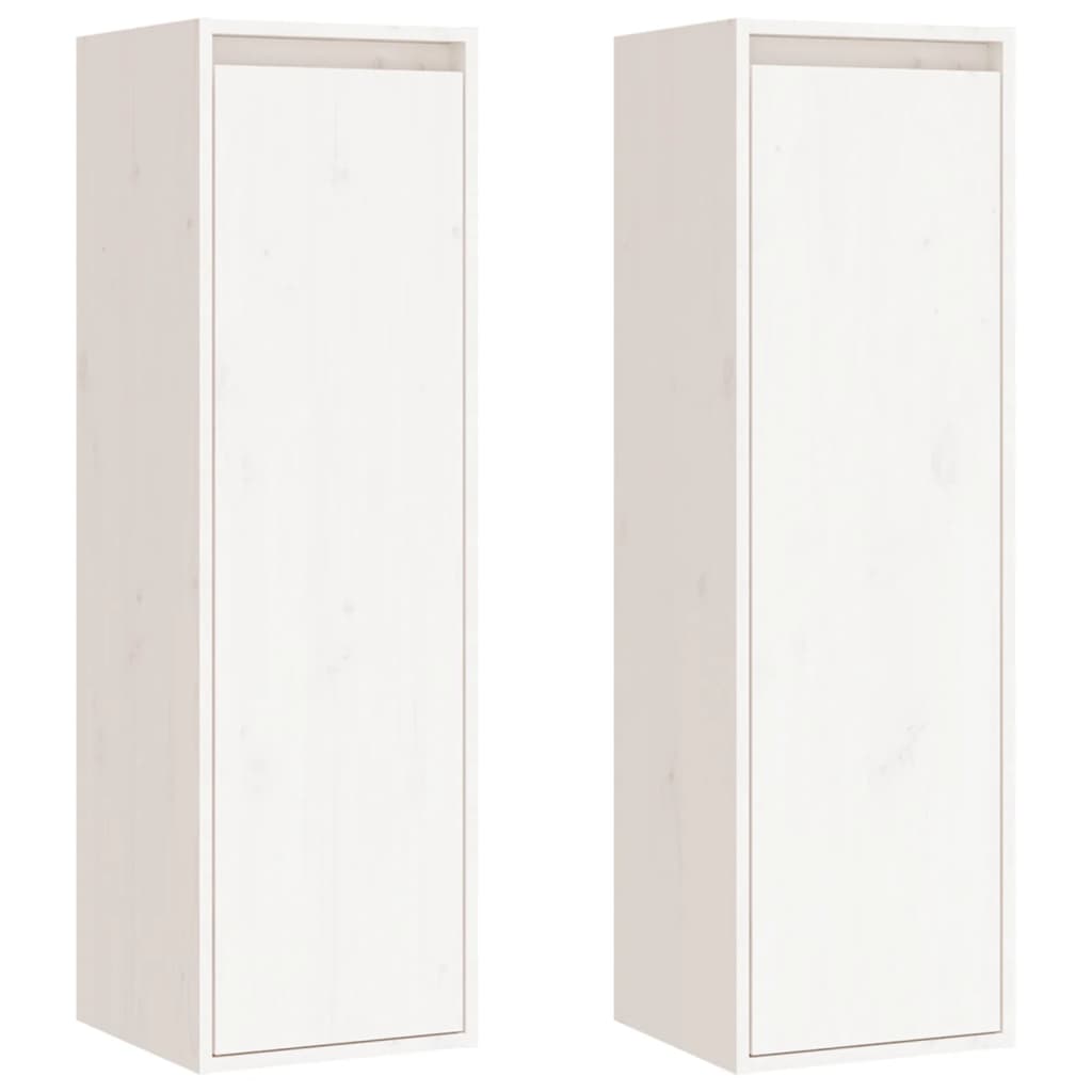 Wall Cabinets 2 pcs White 30x30x100 cm Solid Wood Pine