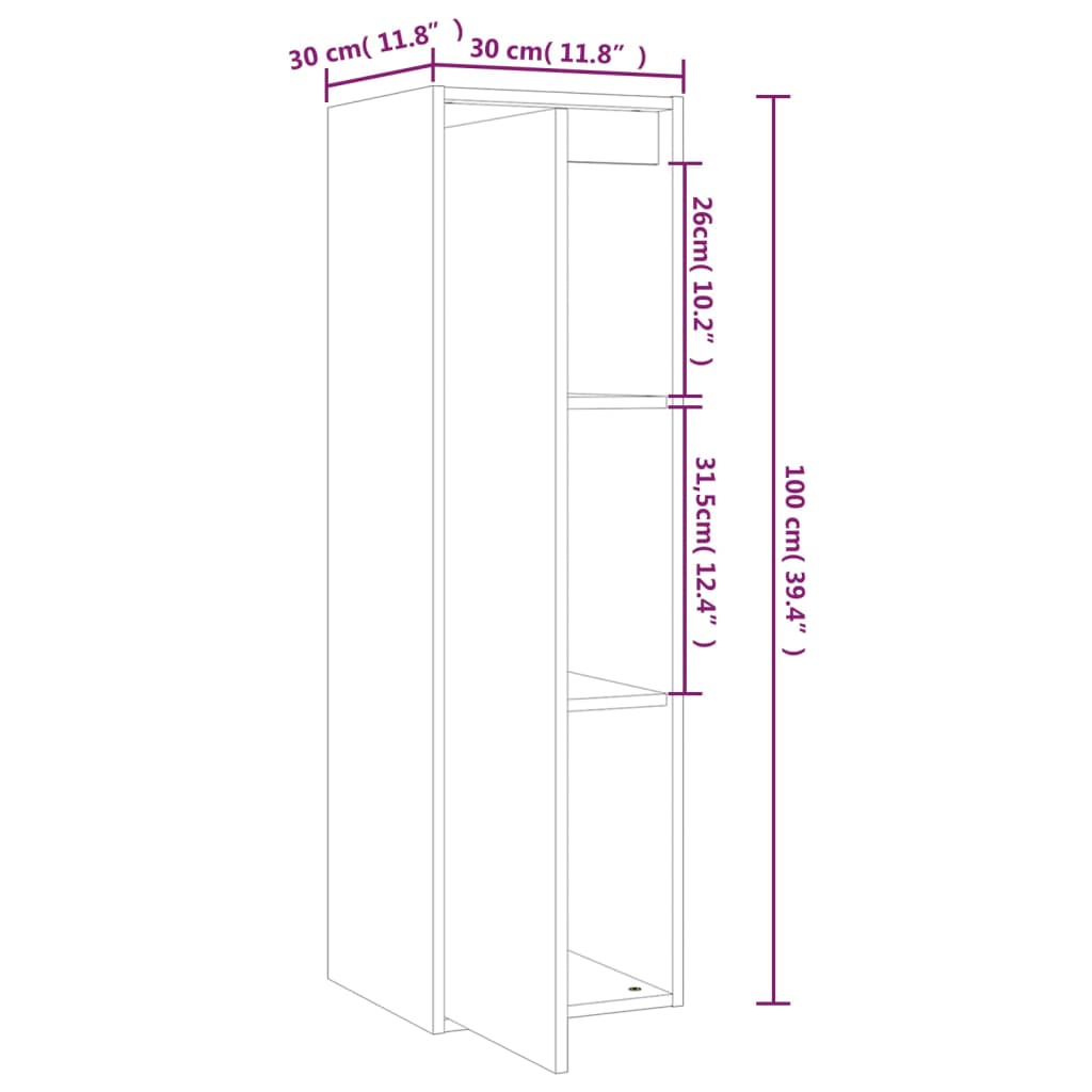 Wall Cabinets 2 pcs White 30x30x100 cm Solid Wood Pine