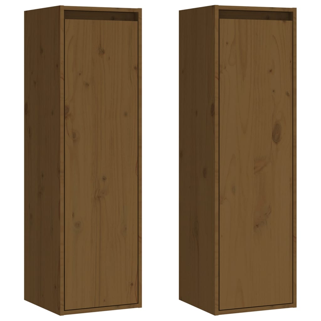 Wall Cabinets 2 pcs Honey Brown 30x30x100 cm Solid Wood Pine