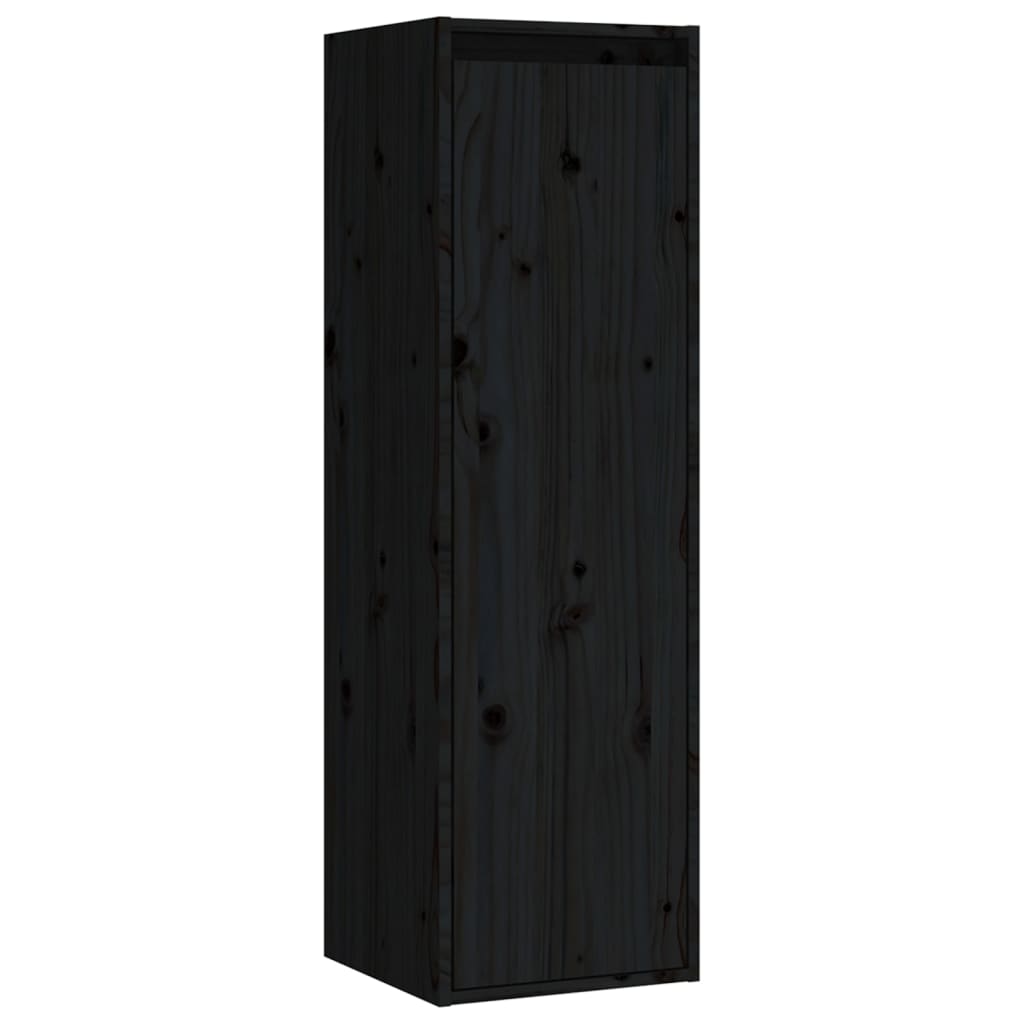 Wall Cabinets 2 pcs Black 30x30x100 cm Solid Wood Pine