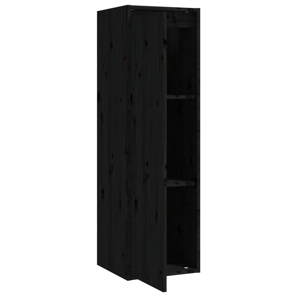 Wall Cabinets 2 pcs Black 30x30x100 cm Solid Wood Pine