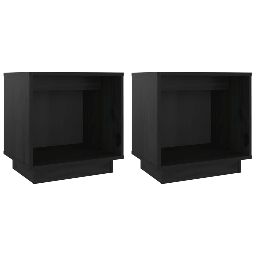 Bedside Cabinets 2 pcs Black 40x30x40 cm Solid Wood Pine