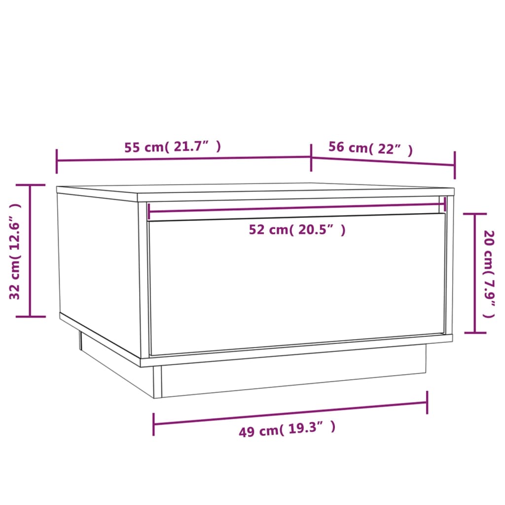 Coffee Table Black 55x56x32 cm Solid Wood Pine