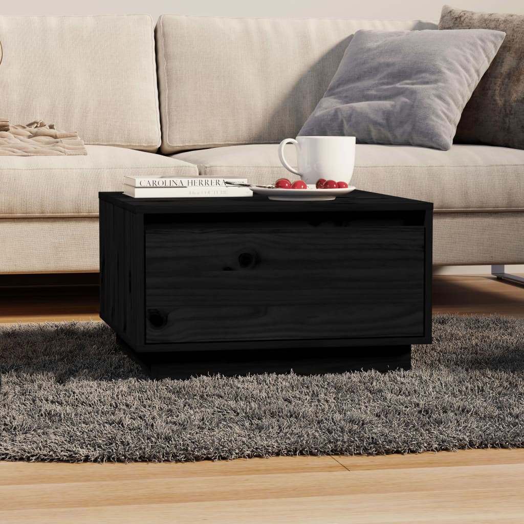 Coffee Table Black 55x56x32 cm Solid Wood Pine