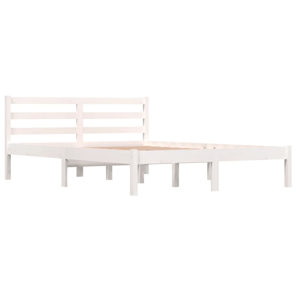 Bed Frame Solid Wood Pine White 137x187 cm Double Size