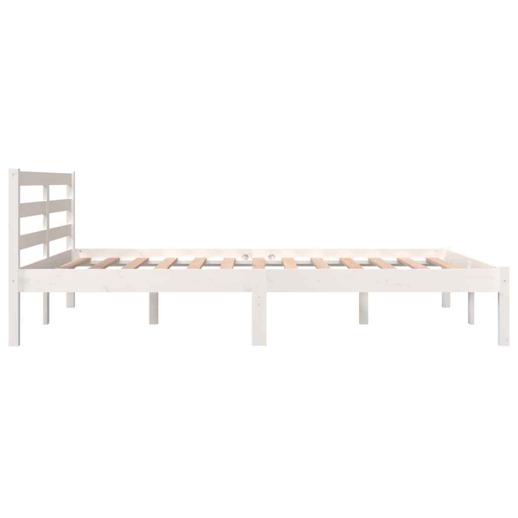 Bed Frame Solid Wood Pine White 137x187 cm Double Size