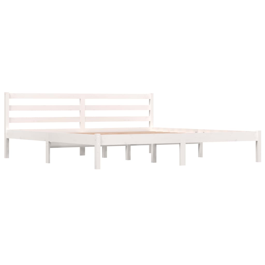 Bed Frame Solid Wood Pine 183x203 cm King Size White