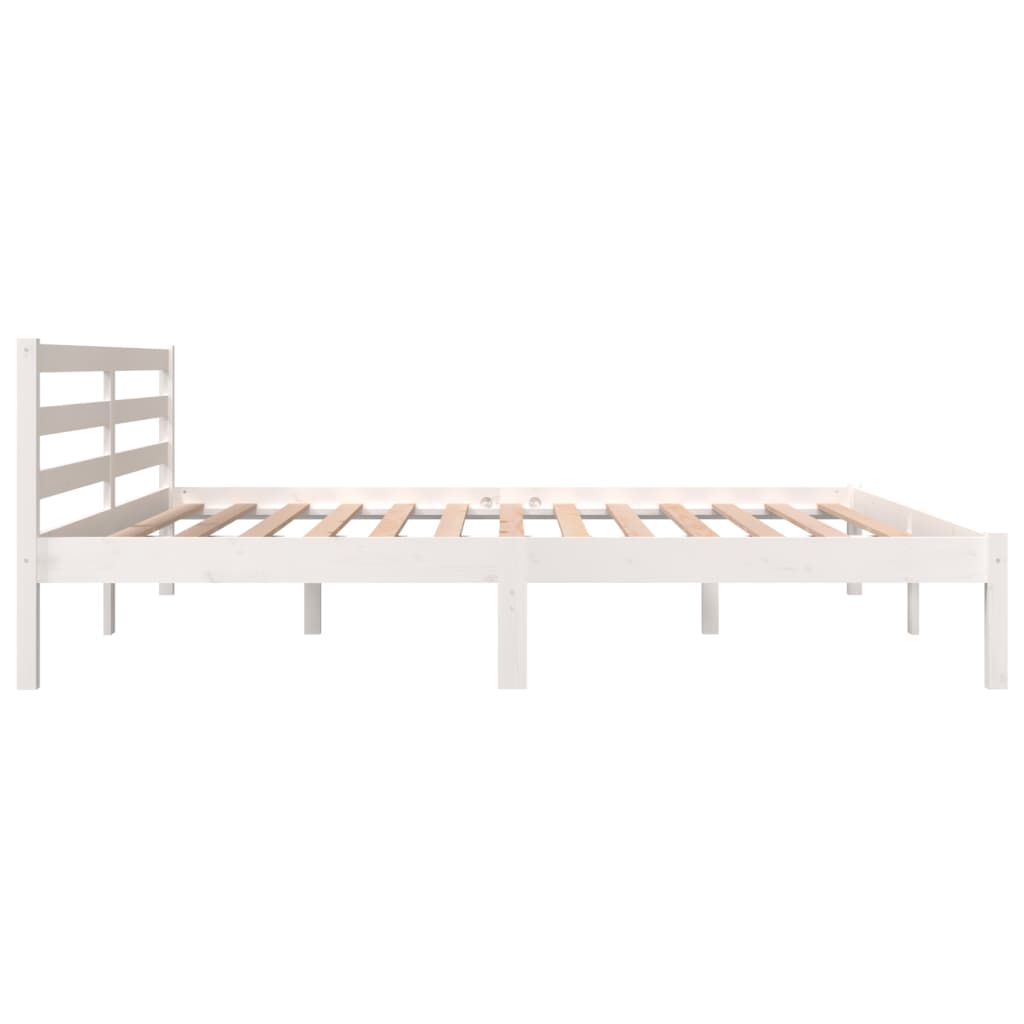 Bed Frame Solid Wood Pine 183x203 cm King Size White