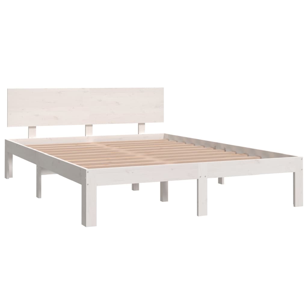 Bed Frame White Solid Wood 137x187 cm Double Size