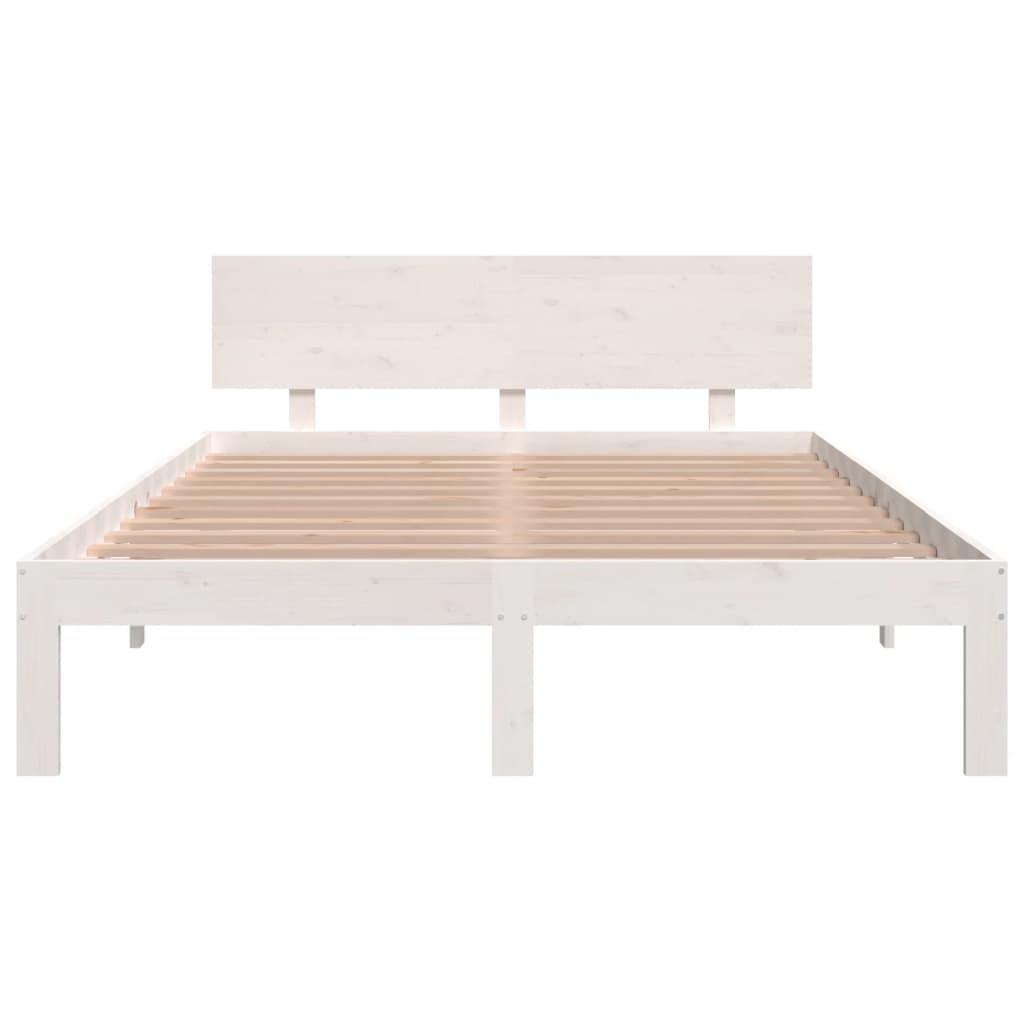 Bed Frame White Solid Wood 137x187 cm Double Size