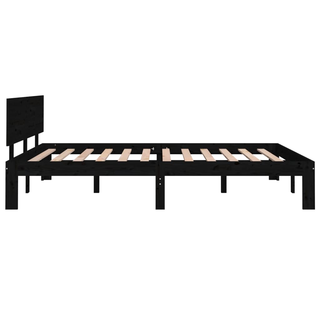 Bed Frame Black Solid Wood 153x203 cm Queen Size