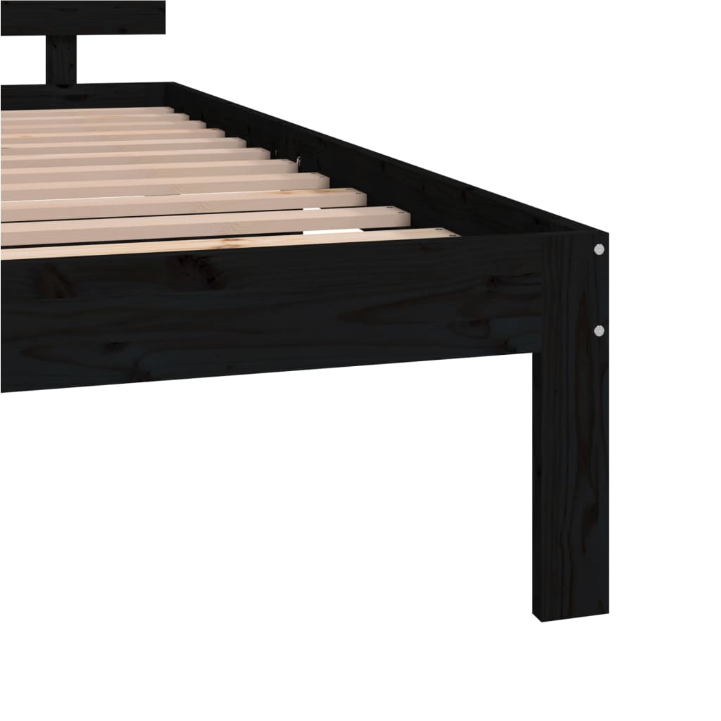 Bed Frame Black Solid Wood 153x203 cm Queen Size