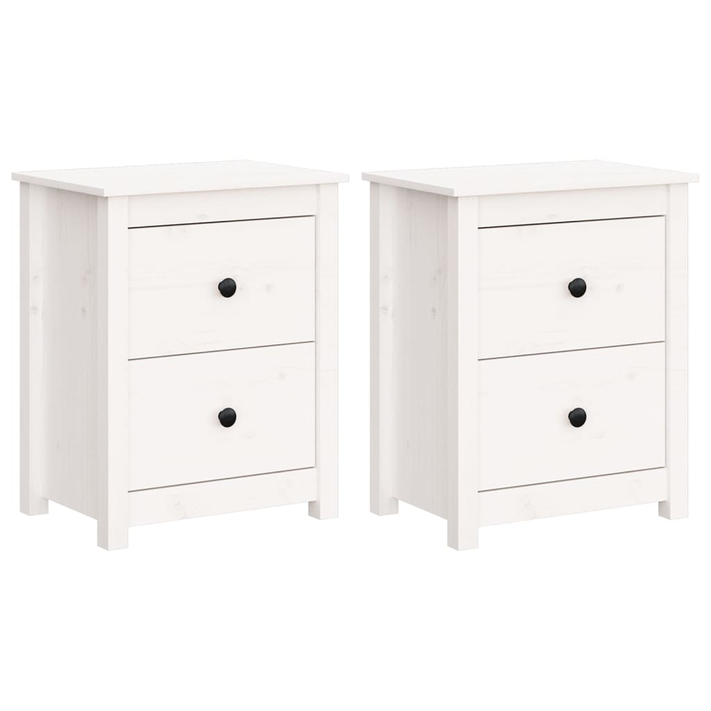 Bedside Cabinets 2 pcs White 50x35x61.5 cm Solid Wood Pine