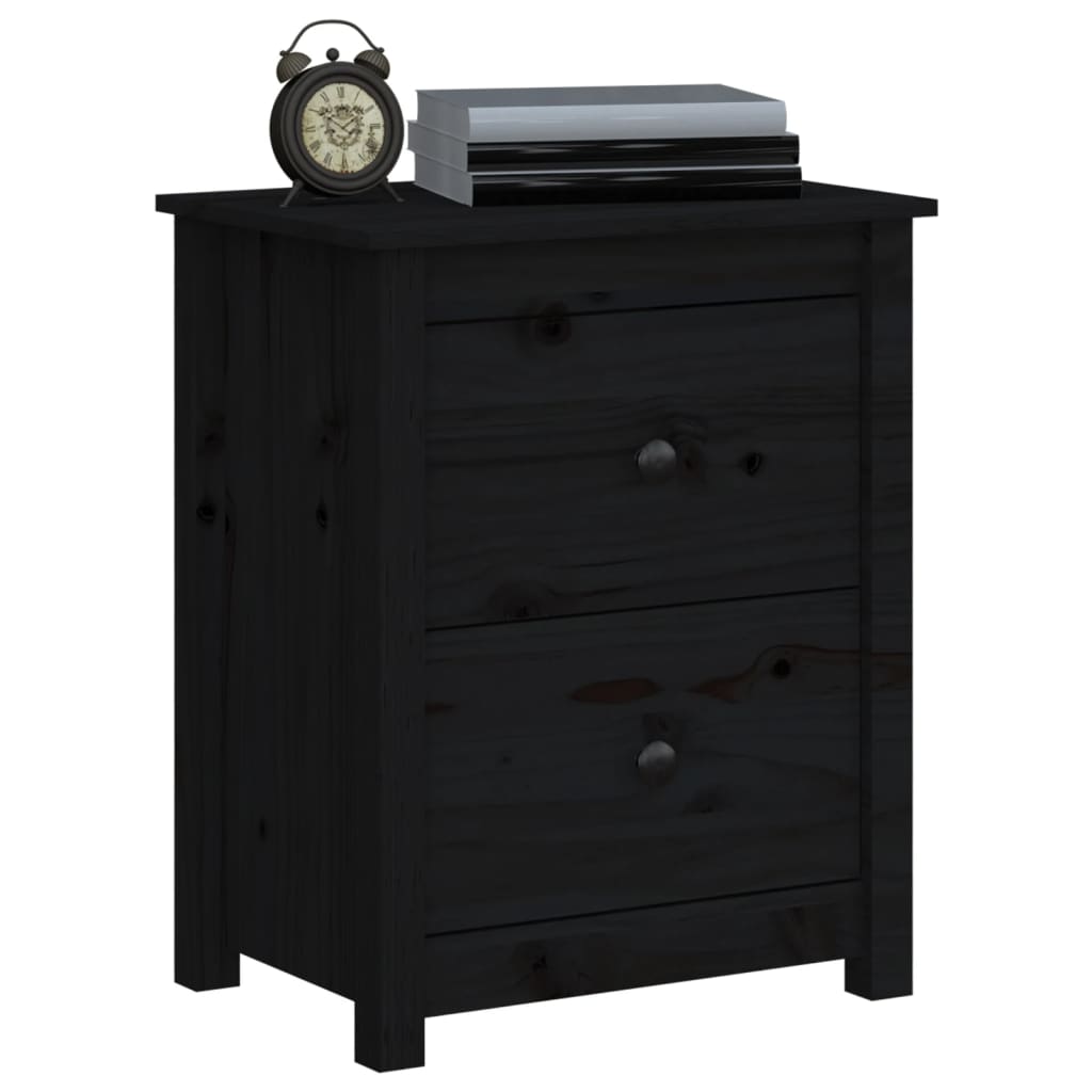 Bedside Cabinets 2 pcs Black 50x35x61.5 cm Solid Wood Pine