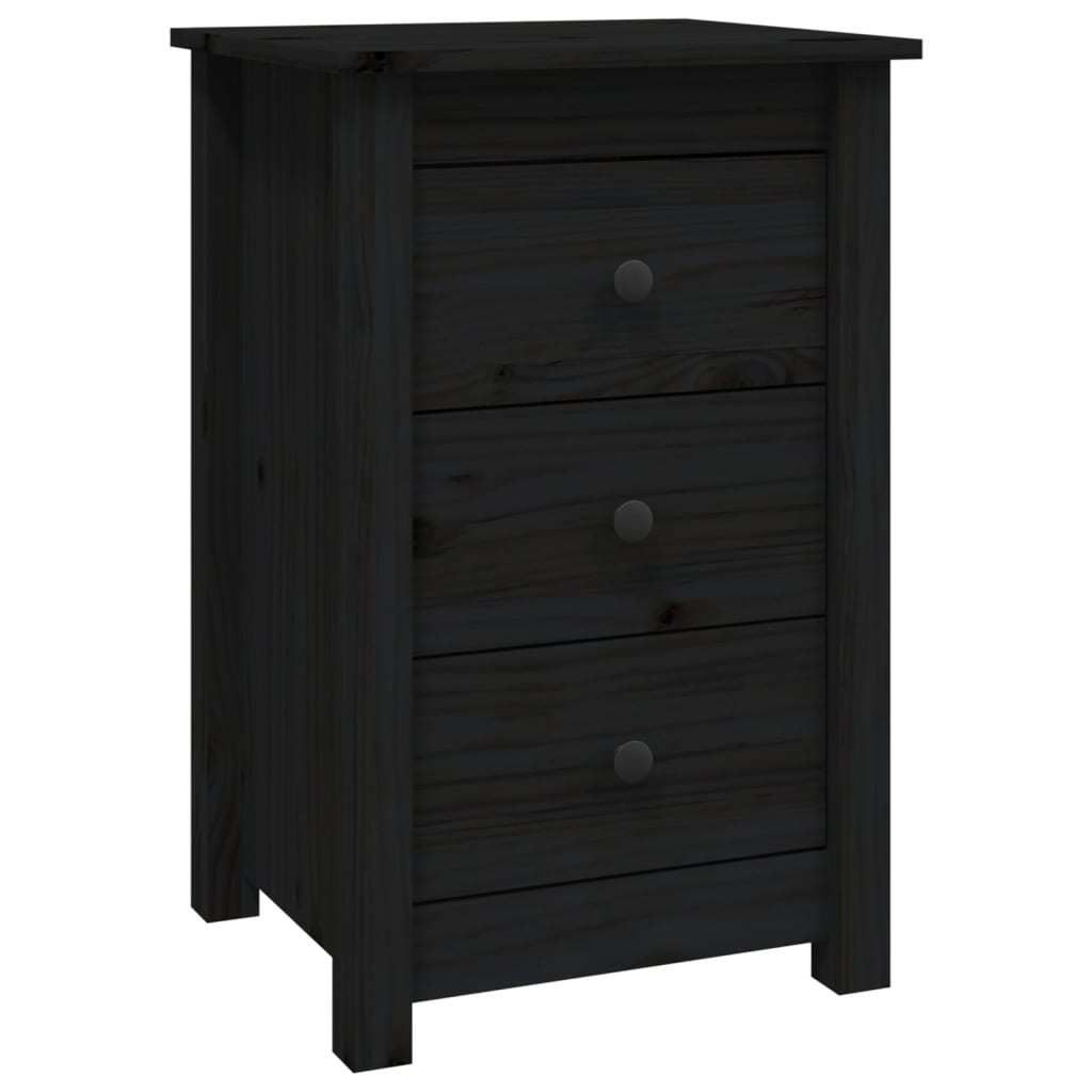 Bedside Cabinets 2 pcs Black 40x35x61.5 cm Solid Wood Pine