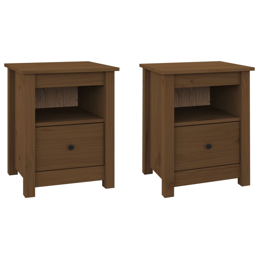 Bedside Cabinets 2 pcs Honey Brown 40x35x49 cm Solid Wood Pine