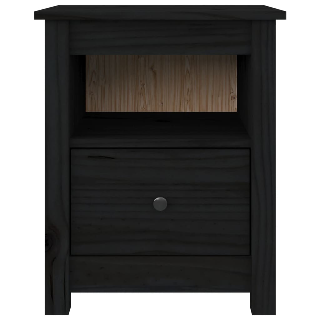 Bedside Cabinet Black 40x35x49 cm Solid Wood Pine