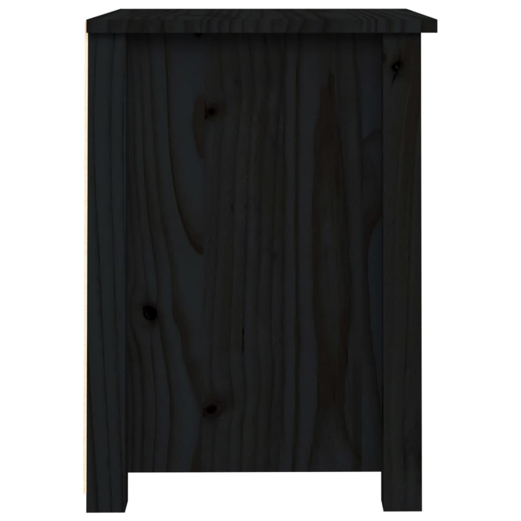 Bedside Cabinet Black 40x35x49 cm Solid Wood Pine